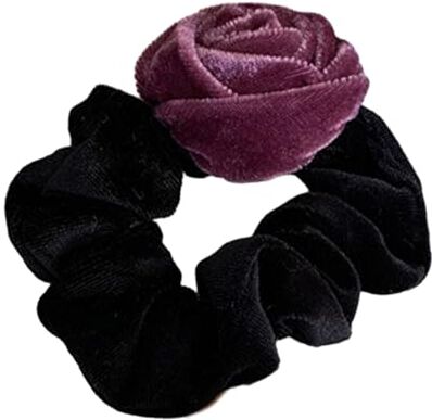 HNsdsvcd Grande elastico per capelli vintage fatto a mano rosa floreale elastico per capelli anni '90 accessorio per capelli spesso cravatta per coda di cavallo supporto sicuro e antiscivolo Hairband