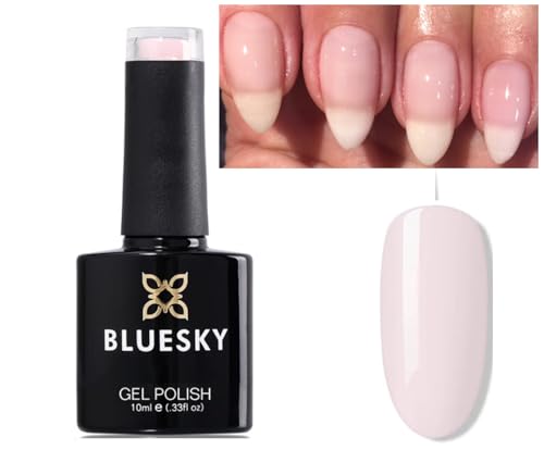 BLUESKY smalto gel soak off, A68, colore rosa leggero e trasparente, da asciugare con lampada UV / LED, 10 ml, con 2 salviette lucidanti Homebeautyforyou