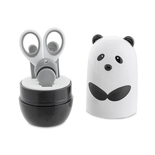 Chicco - Set Manicure Panda per Bambini, Composto da Forbicina, Tagliaunghue, Pinzetta, Lima