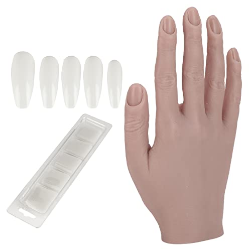 ZJchao Mani da Allenamento per Unghie per Unghie Acriliche, Articolazione Flessibile in Silicone Pratica per Nail Art Mani di Manichino Pieghevoli a Mano, Fornitura di Manicure per Tecnici delle Unghie(03)