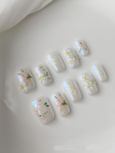 Generic Toppa per unghie fatta a mano Aurora Orchid per indossare unghie, stile desiderio, sbiancamento, sposa delicata 10 pezzi (taglia : S)