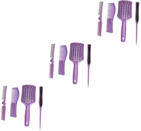 GLEAVI 12 Pz Set Di Quattro Pettini Da Parrucchiere Massaggio Dell'airbag Pettine Per Barba Pettini Per Da Donna Pettine Per Bagnati Diamante Uomo Protezione Viola