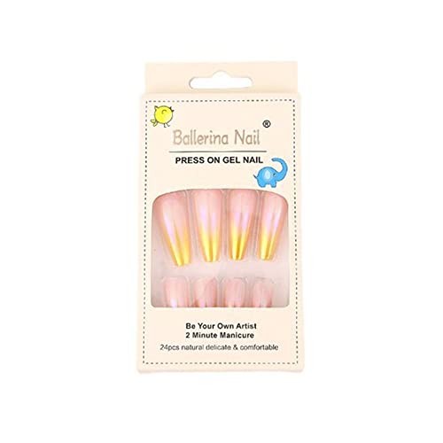 Generic 24 pz/set punte di estensione finte copertura completa acrilico manicure bara lunga unghie finte arcobaleno unghie finte colore sfumato (CBJG-04)