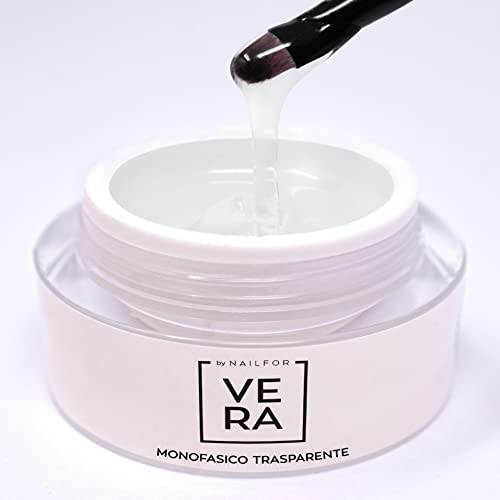 nailfor VERA Gel Monofasico Trasparente 3in1 da 15 ML Media Densità Autolivellante per Ricostruzione, allungamenti Unghie in Cartine, Lunga Durata e Resistenti, asciuga in lampada