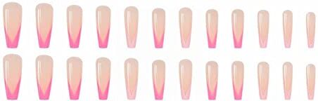 Generic French manicure balletto lungo europeo e americano Unghie finte Portando chiodo Macchie per unghie rosa Macchie unghie finite Colla per unghie consegna 2ml VuK572