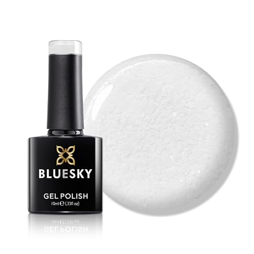 BLUESKY Smalto in gel glitterato per unghie, 10 ml, colore bianco glitterato, per manicure 21 giorni, professionale, salone e uso domestico, richiede asciugatura sotto lampada UV LED
