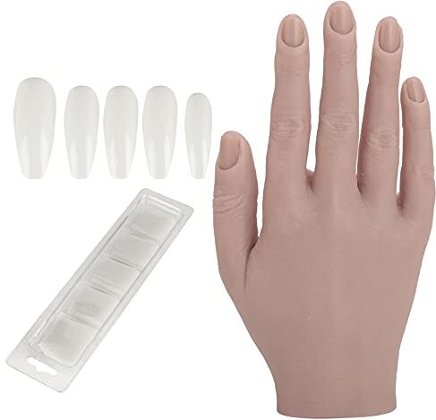 01 02 015 Manichino per pratica manicure, mano pieghevole per allenamento per unghie in silicone con punte per unghie finte per salone di bellezza(02)