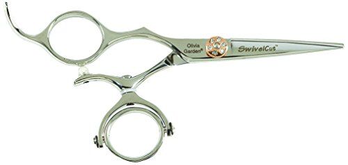 Olivia Garden Forbici SwivelCut, Misura 5", Per Mancini Doppio anello girevole, Perno ergonomico e rilassante per polso e mano, Lavorate a mano con la miglior qualità di acciaio giapponese