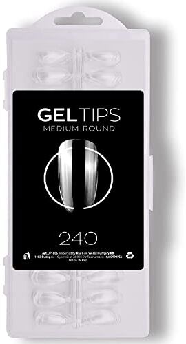 nailfor 240 Pezzi Gel Tips Tonda Trasparenti, 6 misure Full Cover Unghie Finte per Ricostruzioni Mani, Nails e Tip Nail art (Medium Round Trasparente)