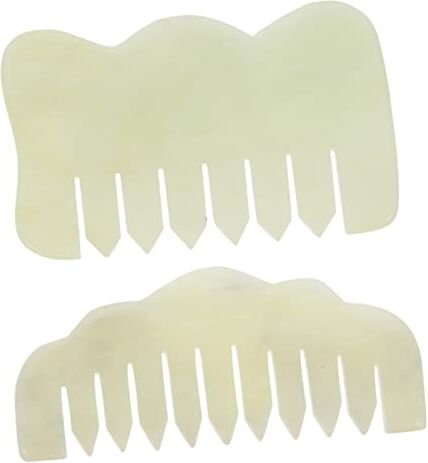 FRCOLOR 2 Pz Pettine Di Giada Pettine Guasha Massaggiatore Per Il Relax Pettine Per Massaggio Punti Di Corpo Strumento Per Raschiare Gua Sha Pettine a Denti Larghi Spazzola