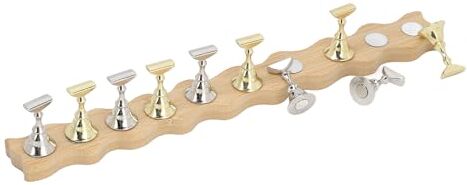 ZJchao Espositore per Unghie con Base Magnetica, Supporti da 10 Pezzi, Bordo Ondulato, Base in Legno, Strumento per Manicure per la Pratica delle Unghie e il Negozio del Salone