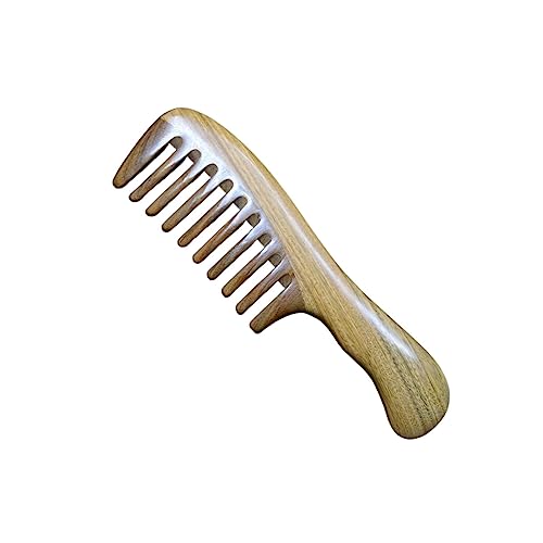 Generic Pettine per capelli in legno a denti larghi per capelli ricci districante in legno di sandalo, prodotto per capelli ricci per bambini (cachi, taglia unica)