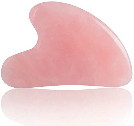 Rain House Real Jade Roller per il viso, rosa Gua Sha Set di rullo per il viso, 100% naturale di rosa quarzo giada massaggiatore per viso, occhi, collo, anti-età, dimagrante e rassodante (Gua Sha)