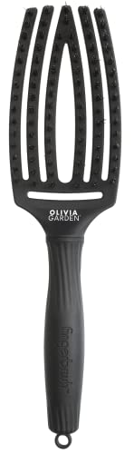 Olivia Garden Fingerbrush Care Iconic Boar & Nylon Full Black HairBrush Medium