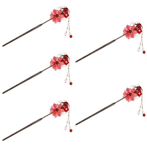 KIANSLA Forcine per capelli 4pcs Panini Stile Antichità Chignon e Retro Nappa Accessorio Styling Fiore Spesse Forcine Pin Copricapo Decorazione Cinese Tradizionale Giapponese Classica Bastoncini ( Color : Ass