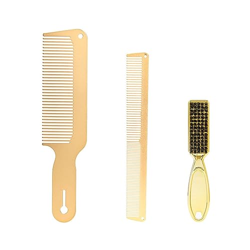 MagiDeal Pettine in metallo e set di spazzole da barbiere Pettine per capelli Accessori per taglio di capelli Spazzola per la pulizia del barbiere Pettine per