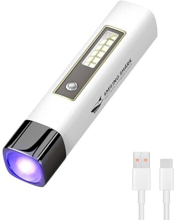 Shark Lampada Unghie, Handheld UV Nail Light Senza Cavo Portatile Power Bank Luce Laterale Bianca Per Ricostruzioni Unghie Gel Smalto Semipermanente Mani&Piedi Fornetto, Lampada-UV-Nail-Unghie