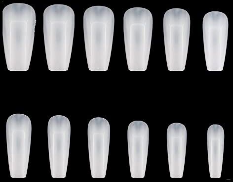 504Pcs 3D Geometry Square False Nail Tips Fake Nails Artificial Nails Nail Art Design Manicure Tool Full Cover Clear Natural