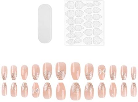 Generic Huajiaxihuan Nail Art, 1 set di unghie finte, design sfumato, impermeabile, in ABS, per unghie lunghe e finte