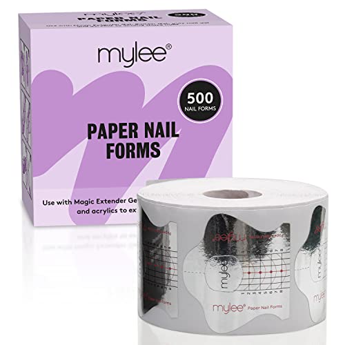 MYLEE Cartine Nail Form, Allungamento Unghie, Stencil Modellanti, Compatibili con Polymer Gel, Gel Costruttore e Acrilico, Cartina per Nail Art e Manicure Fai da te, 500 Unità