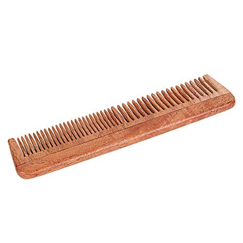 SVATV Pettine in legno di neemwood fatto a mano per rimuovere i capelli per capelli spessi, ricci e ondulati, non statico ed ecologico con denti larghi per la pettinatura dei capelli (N-79)