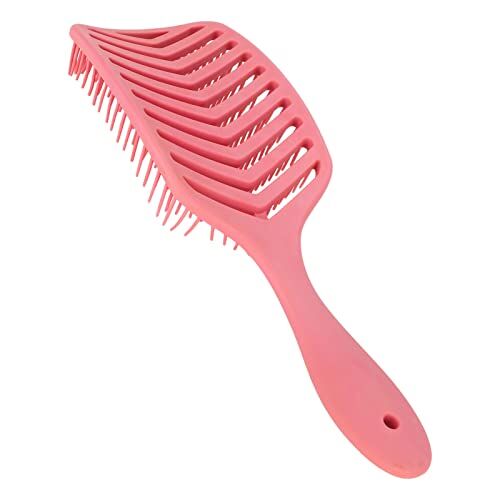 ZJchao Spazzola Capelli, Spazzola per capelli vuota, districante per capelli bagnati e asciutti, asciugatura rapida, pettine curvo per capelli, per donne e uomini,per Donne/Uomini/Bambini (Colore rosa)