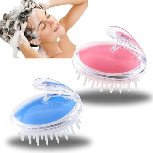 Generico Massaggiatore Cuoio Capelluto in Silicone Con Serbatoio Per Shampoo, Spazzola per Shampoo e Pulizia Profonda, Stimola la Crescita dei Capelli, Bagnato e Secco, Indeformabile (Blu)