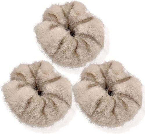 CCYXFB 3 Pezzi Grande Elastici Per Capelli Peluche Per L'inverno, Morbide Scrunchies Per Capelli Spesse Elastici Capelli Bambina, Accessori Capelli Donna-beige-A