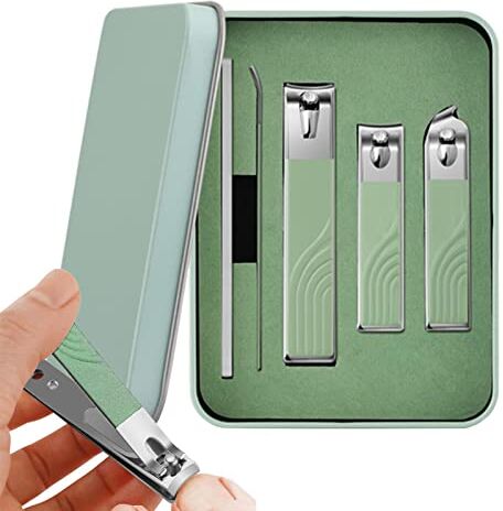 POCHY Set manicure, kit pedicure tagliaunghie   Strumenti per la cura delle unghie da 5 pezzi con custodia Strumenti per la cura delle unghie, lime per unghie, strumenti personali per tagliare le