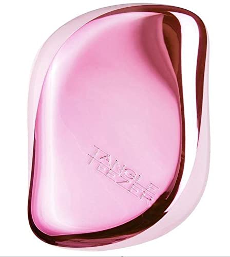 Tangle Teezer The Compact Styler Detangling Hairbrush   Travel-Friendly with Protective Cover & Two-Tiered Teeth Design   Perfect for Wet, Dry & Flyaway Hair   Baby Doll Pink