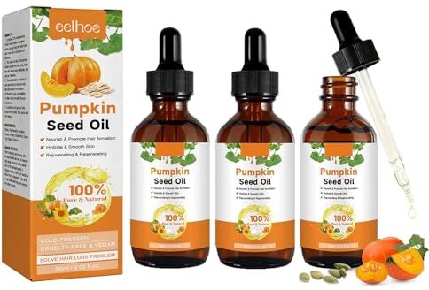 BAInuai Olio di semi di zucca per la crescita dei capelli, olio di semi di zucca biologico per la crescita dei capelli, olio per aromaterapia pressato a freddo, riparazione di capelli danneggiati (3 pezzi)