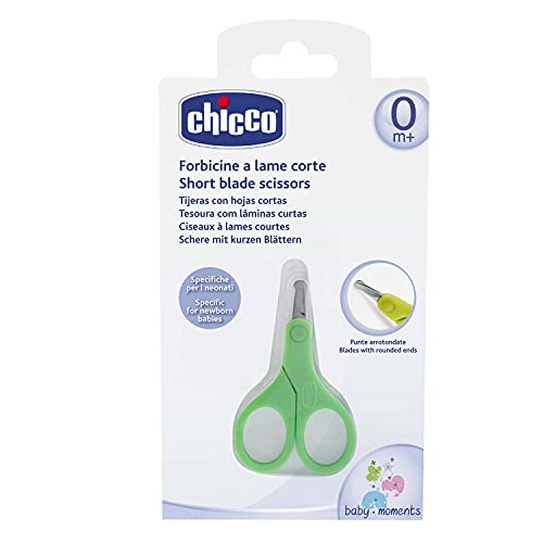 Chicco Forbicine Unghie per Neonati e Bambini, Forbicine in Acciaio Inox con Lame Ricurve e Punte Arrotondate, Cappuccio Protettivo, Impugnatura in Gomma Antiscivolo Accessori Neonato 0+ Mesi