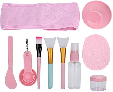 ZJchao 12pcs maschera facciale domestica kit di strumenti fai-da-te con fascia per capelli, kit di strumenti di miscelazione maschera facciale fai-da-te con maschera per il viso pennello spatola