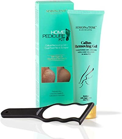 Simon & Tom Simon&Tom Home Pedicure Kit Formato gel Elimina i Calli e le Durezze Migliora i talloni screpolati Con Argan Bio Tea Tree Oil -Aloe Vera-Vitamina E-Include Limetta/100ml Made in Spain