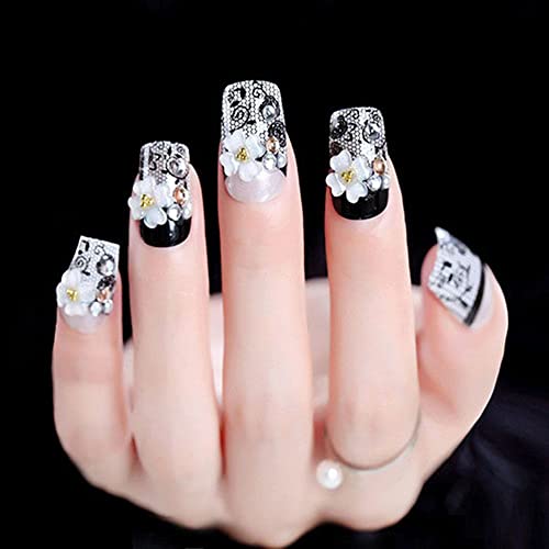 Generic 24 pezzi strumento per manicure cristallo fiore diamante arte chiodo patch per unghie da sposa copertura completa pezzo finito (3)