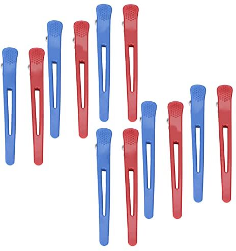 ZJchao Clip per Parrucchiere da 12 Pezzi, Clip per Becchi D'anatra, con Fascia in Silicone Clip per Parrucchiere Antiscivolo per Sezionare lo Styling in Materiale ABS