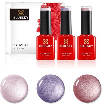 BLUESKY Set di smalti in gel per unghie, collezione Spring 2021 Dance Your Way Trio Set 1 Perle, 3 smalti gel da 5 ml, rosa, viola, luccichio (richiede indurimento sotto lampada UV/LED)