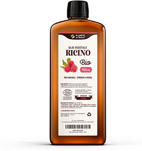 Planète au Naturel Oli di Ricino Biologico 900 ml 100% Puro e Pressato a Freddo Capelli, Ciglia, Barba, Sopracciglia, Unghie