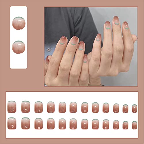 Generic Gradiente corto quadrato finto chiodo copertura completa con colla staccabile 24 pezzi punte per nail art per saloni di unghie e donne fai da te nail art