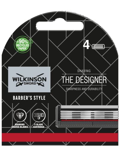Wilkinson Sword Barber's Style Rasoio The Designer Lame di ricarica Confezione con 4 lame di ricarica