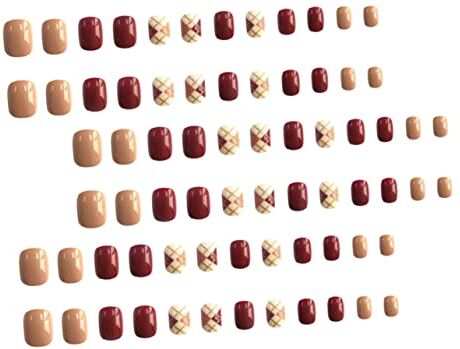 FRCOLOR 72 Pezzi Toppa Per Unghie Finte Accessori Per Manicure Unghie Finte Rosse Punte Delle Unghie a Copertura Totale Forniture Per Saloni Di Bellezza Plastica Rossore Reticolo