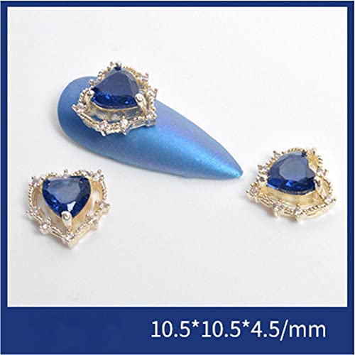 Generic Charm per unghie in cristallo con brillantini per San Valentino con cuore amoroso per nail art 3D (blu scuro)