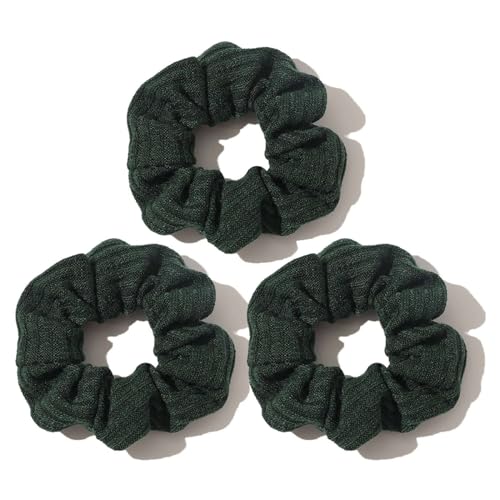 CCYXFB 3 Pezzi Scrunchies Per Capelli Nessun Danno, Spessi Elastici Capelli Donna, Morbide Accessori Capelli Bambina-verde scuro-D: 11cm(4.3inch)