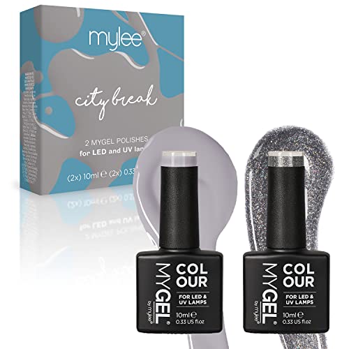 MYLEE MyGel by  Silver & Glitter Duo Set Smalto per Unghie Gel Semipermanente 2x10ml UV/LED Nail Art Manicure Pedicure per Uso Professionale e Domestico Lunga Durata e Facile da Usare