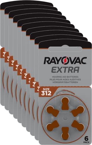 Rayovac Extra 312 60 pile per apparecchi acustici, senza mercurio, colore marrone