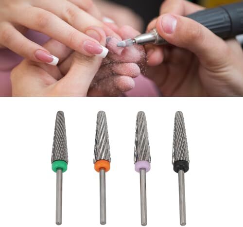 ZJchao 4 Pezzi Punte per Trapano per Unghie in Acciaio Al Tungsteno, Set di Punte per Nail Art, per Lucidare le Unghie in Gel Acrilico Elevata Durezza e Durevole Strumento per Manicure