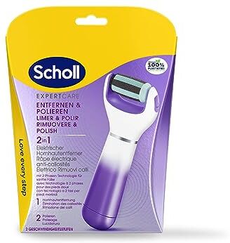 Scholl Expert Care 2 in 1 File & Smooth Rimozione calli elettrico per piedi morbidi come la seta, colore: Viola