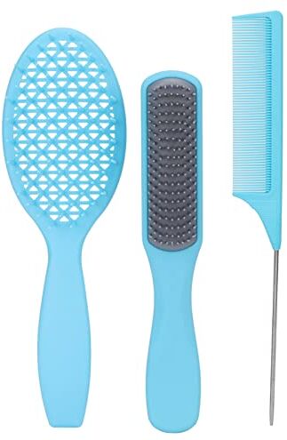 ZJchao Set di 3 Spazzole per Capelli, Pettine per Massaggio Antistatico Spazzola Districante a 9 File Spazzola per lo Styling Professionale Pettine per Capelli per Donna Uomo Hair Styling(blu)