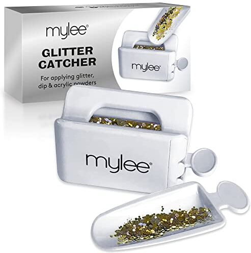 MYLEE Raccoglitore di Glitter per Unghie, Design a Doppio Vassoio, Brillantini e Polveri, Contenitore per Applicazione di Glitter, Polvere Acrilica e Glitter, Vegan e Cruelty Free