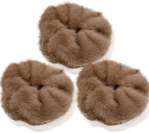 CCYXFB 3 Pezzi Grande Elastici Per Capelli Peluche Per L'inverno, Morbide Scrunchies Per Capelli Spesse Elastici Capelli Bambina, Accessori Capelli Donna-Cachi-A